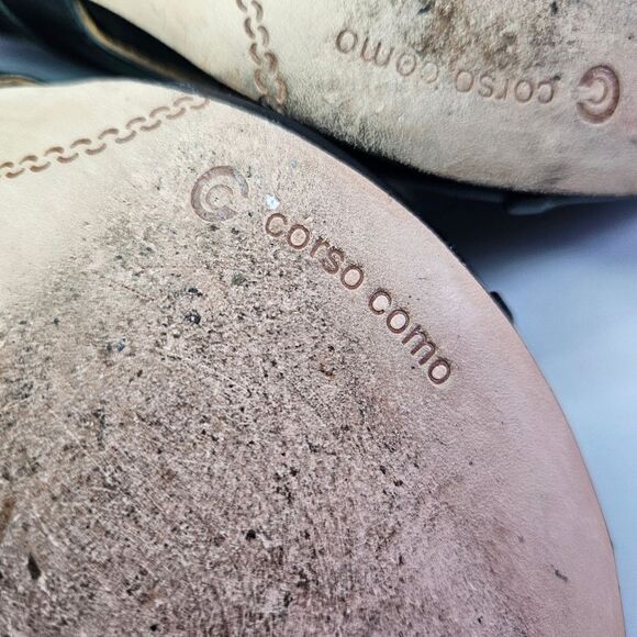 Corso Como Black Leather Draped Ruched Soft Zip Back Pumps Peep Toe Booties 8.5 - Picture 6 of 11